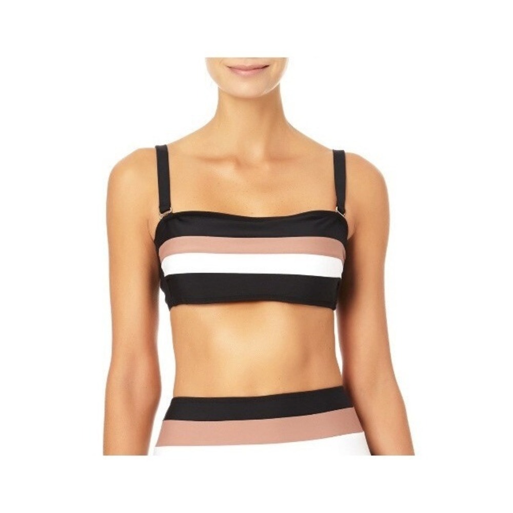Time and Tru Womens Colorblock Swim Top New with Tags Large 12-14 Black Beige